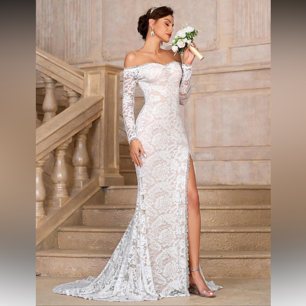 Elegant White Lace Off-Shoulder Dress